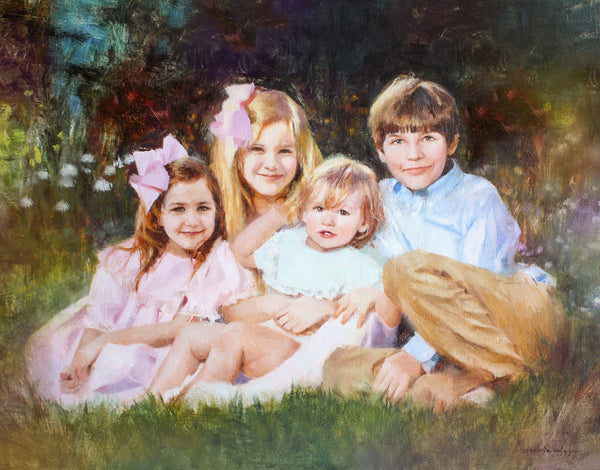 Custom Portrait Oil Painting 24x30" Four people or pets (61x76 cm)