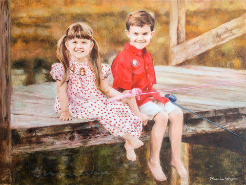 Custom Portrait Oil Painting 18x24" Two people or pets (40.64x50.8 cm)