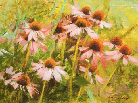 Echinacea purpurea flowers floral fine art Toronto floral artist Maria Waye coneflower oil painting oil on linen canvas original artwork for garden lovers