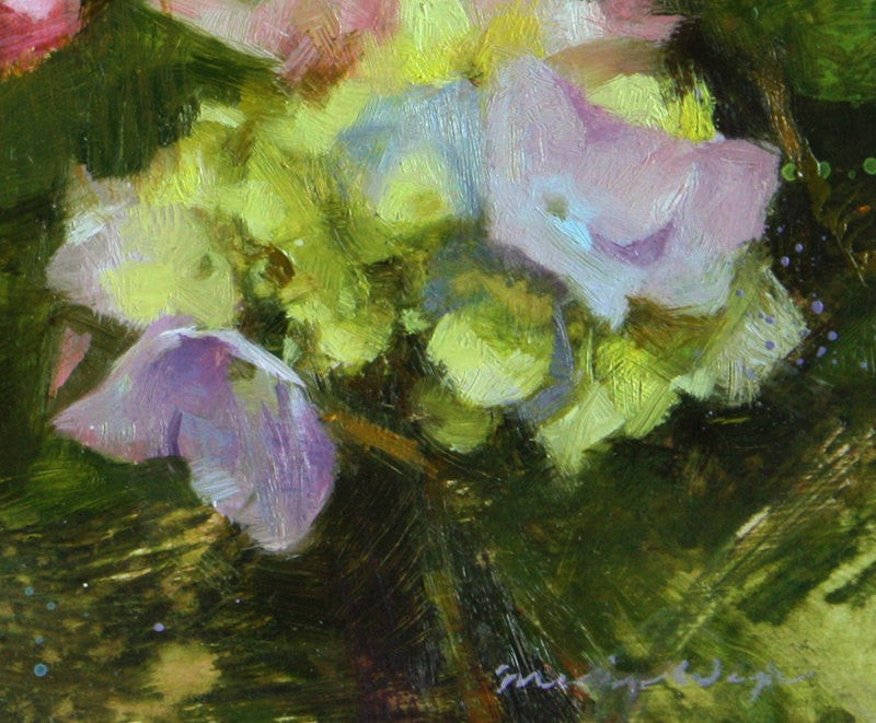 Hydrangea Pink Flower Fine Art Original Oil Painting - Maria