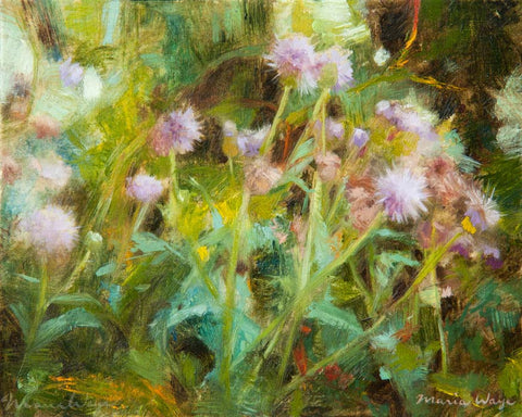 Weeds oil painting, Canada bristles. Here are the weeds I saw along the sidewalk, on my way to Whole Foods. As a result, I made this oil painting when I got home. I was inspired by their strength as they thrived in a neglected state, in the summer heat. Their wild, carefree forms made my heart sing, and I simply had to paint them!